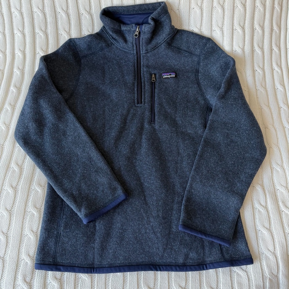 Patagonia Better Sweater 1/4 Zip Medium 10 Neutral Blue Winter Layer Ski Top